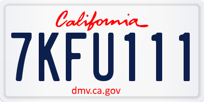 CA license plate 7KFU111