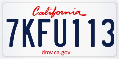 CA license plate 7KFU113