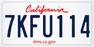 CA license plate 7KFU114