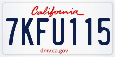 CA license plate 7KFU115