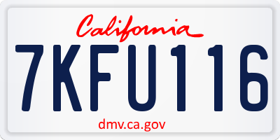 CA license plate 7KFU116