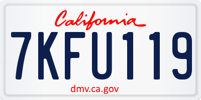 CA license plate 7KFU119