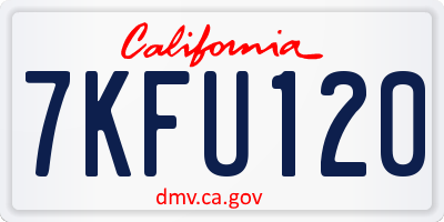 CA license plate 7KFU120
