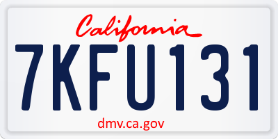 CA license plate 7KFU131