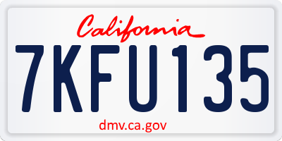 CA license plate 7KFU135