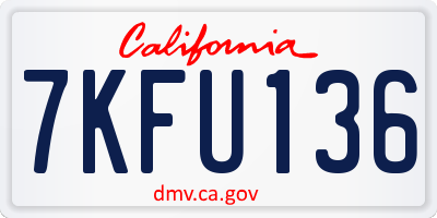 CA license plate 7KFU136