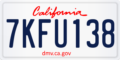 CA license plate 7KFU138