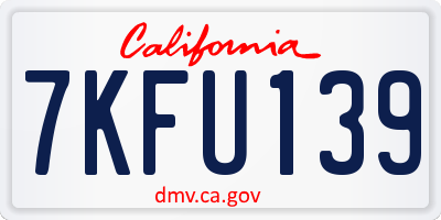 CA license plate 7KFU139