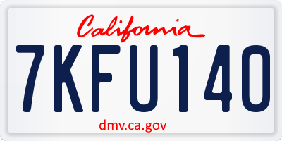 CA license plate 7KFU140