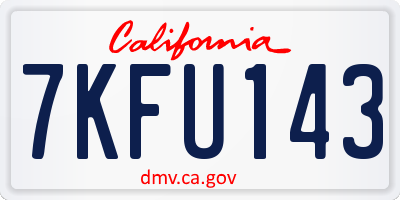 CA license plate 7KFU143