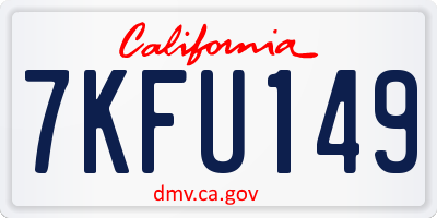 CA license plate 7KFU149