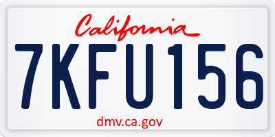 CA license plate 7KFU156