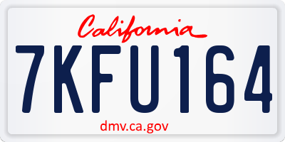 CA license plate 7KFU164