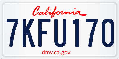 CA license plate 7KFU170