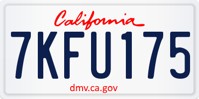 CA license plate 7KFU175