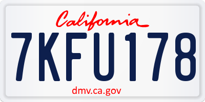 CA license plate 7KFU178