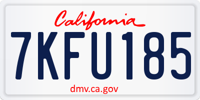 CA license plate 7KFU185