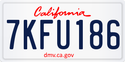 CA license plate 7KFU186