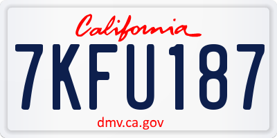 CA license plate 7KFU187