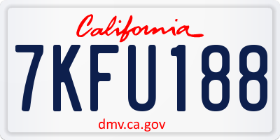 CA license plate 7KFU188