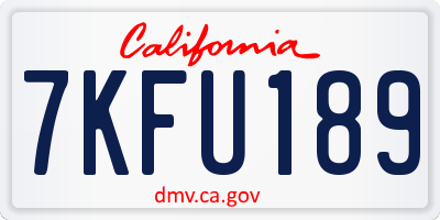 CA license plate 7KFU189