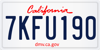 CA license plate 7KFU190