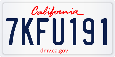 CA license plate 7KFU191