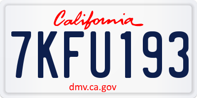CA license plate 7KFU193