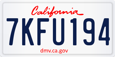CA license plate 7KFU194