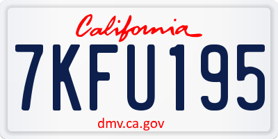CA license plate 7KFU195