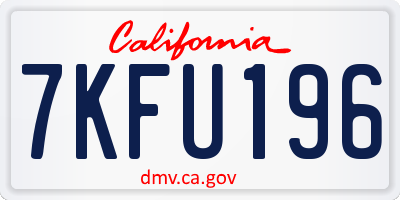 CA license plate 7KFU196