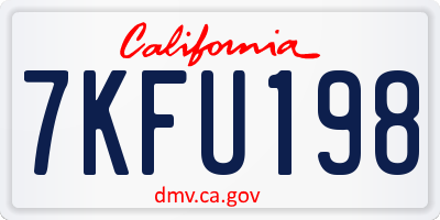 CA license plate 7KFU198