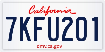 CA license plate 7KFU201