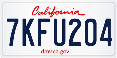 CA license plate 7KFU204