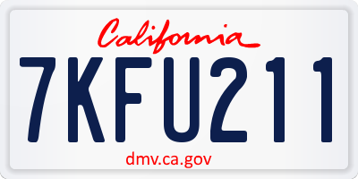 CA license plate 7KFU211