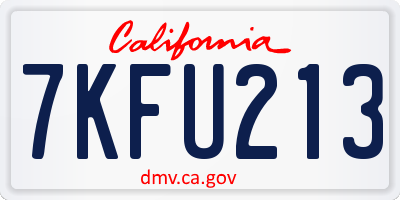 CA license plate 7KFU213