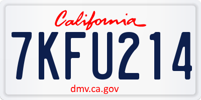 CA license plate 7KFU214