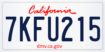 CA license plate 7KFU215