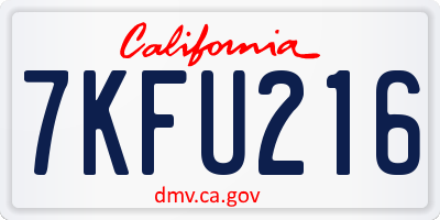 CA license plate 7KFU216