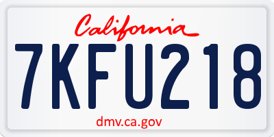CA license plate 7KFU218