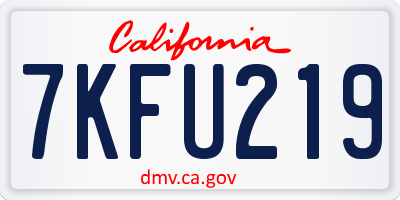 CA license plate 7KFU219