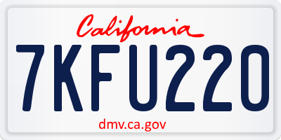 CA license plate 7KFU220