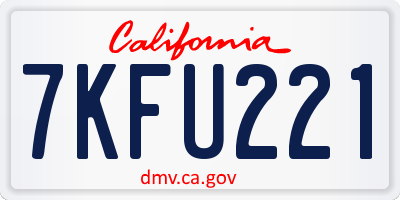 CA license plate 7KFU221