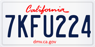 CA license plate 7KFU224