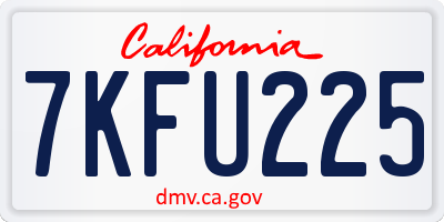 CA license plate 7KFU225