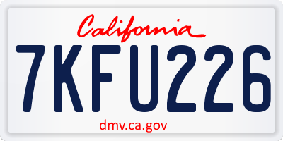 CA license plate 7KFU226