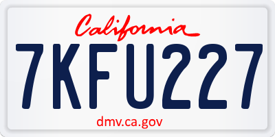 CA license plate 7KFU227