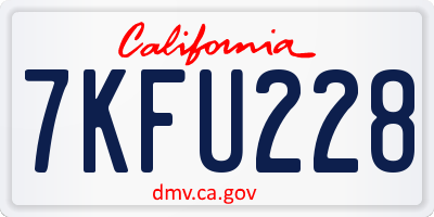 CA license plate 7KFU228