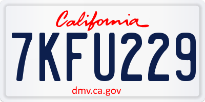 CA license plate 7KFU229