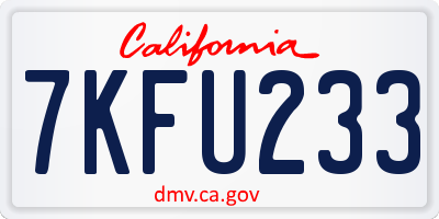 CA license plate 7KFU233
